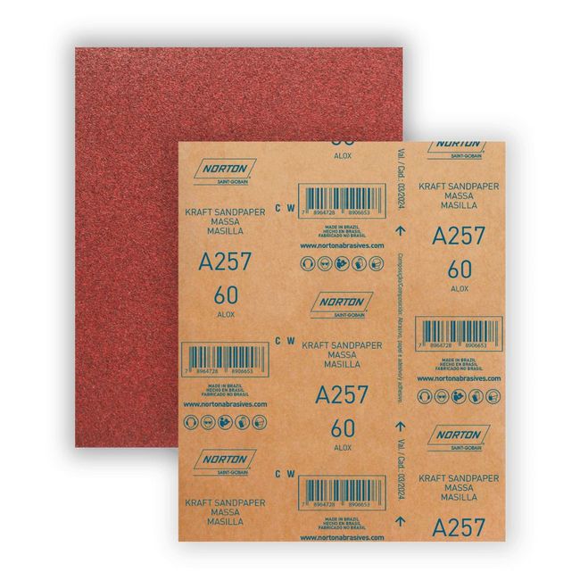 Lixa para parede 22,5x27,5cm gramatura vermelho 060 Norton